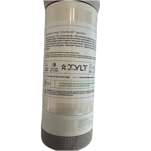 TYLT Drink Speaker Mug Bluetooth 5.0 12oz Hydration Bottle Wireless Speaker Cup - Picture 2 of 7